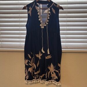 Cupshe Navy and Cream Floral Mini Dress